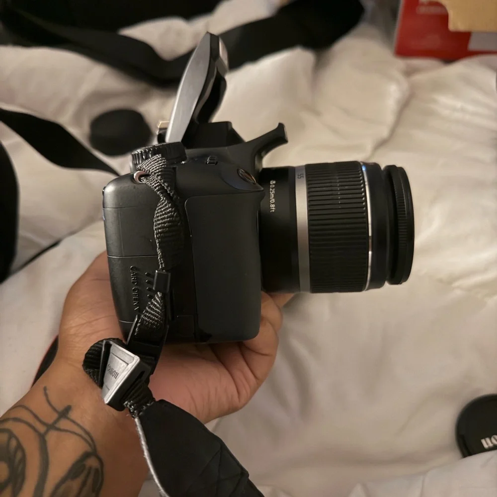 Canon Black DSLR with Zoom Lens